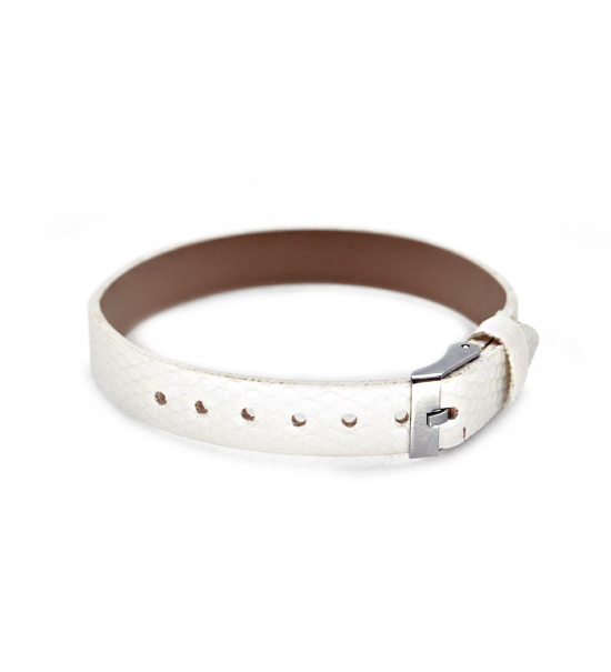 Bracelet imitation leather (1 unit) 10 mm width. - White